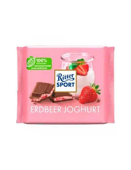Шоколад Ritter Sport 100г Erdbeer Joghurt, клубничный йогурт
