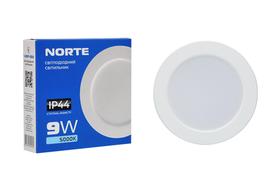 Точковий led світильник 9W ІР44 NORTE Downlight 1-NDP-1604 5000K
