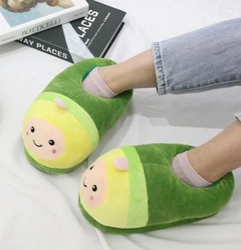 Тапочки кігурумі іграшки Дитячі для хлопчика Kigurumi Авокадо Теплі Тканинні Зелений 35-41 (Х308845)