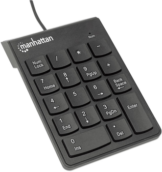 Klawiatura przewodowa Manhattan Numeric Keypad USB Black (176354)