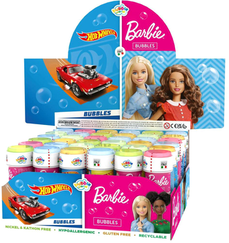 Набір мильних бульбашок Artyk Barbie Hot Wheels 60 мл 36 шт (8007315008372)