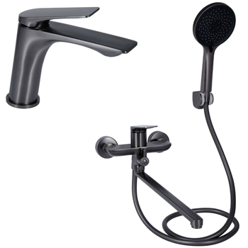 Набір 2 в 1 Qtap Vlasta New QTVLA270GMB45641 Gunmetal Black PVD + QTVLA260GMB45645 SET-Q3215