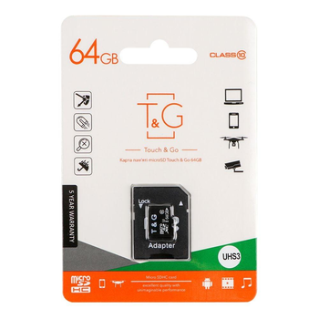 Карта памяти Micro SD 64Gb T&G Class 10 с ад. (UHS-3)
