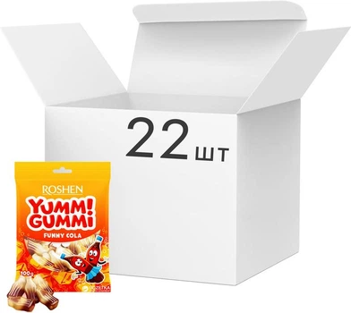 Упаковка желейних цукерок Roshen Yummi Gummi Funny Cola 70 г х 22 шт