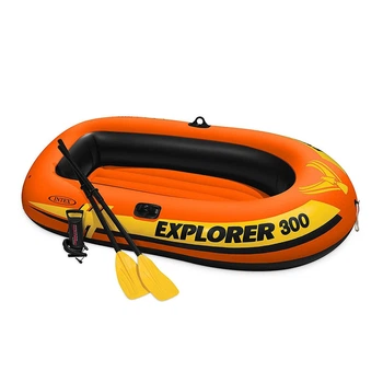 Трехместная надувная лодка Intex 58332 (211 x 117 x 41 см) Explorer 300 Set + Пластиковые весла и ручной насос