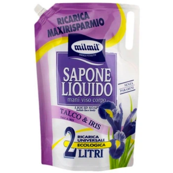 Рідке мило для гігієни MilMil без парабенів Sapone Liquido Talco Iris Maxi Refill Bag делікатне Тальк та Ірис Макс 2000мл