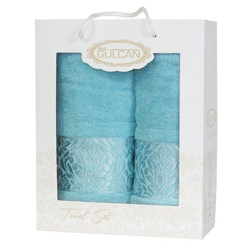 Набор полотенец Gulcan Cotton - Flower Ornament Turkuaz 50*90+70*140