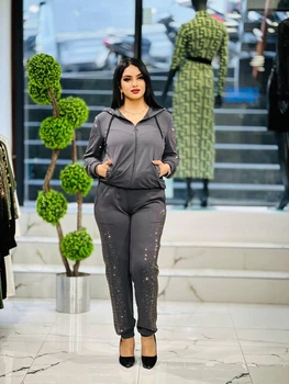 Женский спортивный костюм со стразами VEDIKA FASHION, Турция 54 Серый с серебристым