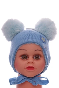 Шапка для мальчика вязка на травке HAPPY голубая 1м+ (51521)