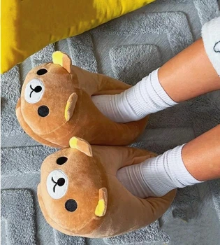 Тапочки кигуруми игрушки Детские для мальчика Kigurumi Мишка Тэдди Теплые Тканевые Бежевый 35-41 (Х302345)