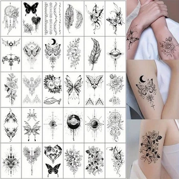 Набор временных тату «Черные мини» Fresh Tattoo black-tattoo-mini-set-30 из 30 черных по 9,5 х 5,5 см