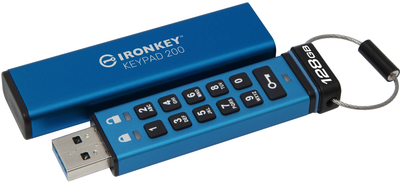 Флеш пам'ять USB Kingston IronKey Keypad 200 128GB USB 3.2 Blue (IKKP200/128GB)