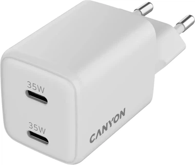 Ładowarka Canyon GaN 2xUSB-C PD 35W White (CNS-CUW35CC)