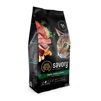 Сухой корм для кошек Savory Adult Cat Gourmand Fresh Turkey & Duck 2 кг