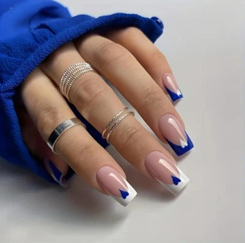 Накладные ногти в комплекте с двухсторонним скотчем Blue Heart 1
