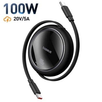 USB кабель рулетка Type-C на Type-C Baseus Free2Draw Mini Retractable Charging Cable (1m, 100W). Black
