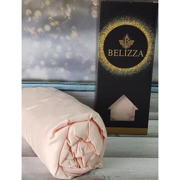 Сатинове простирадло на резинці 160х200см та 2 наволочки 50х70см, Belizza "Silk Peach" (230022)
