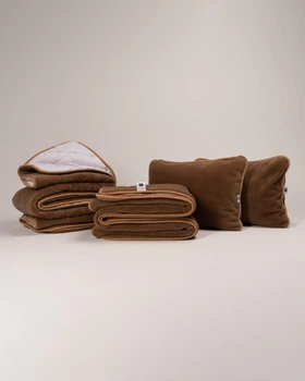 Комплект / Набор для сна CAMEL: подушки, наматрасник, одеяло (Woolmark) (Коричневый, односпальный, подушки ортопедические (50х70), всесезонный)