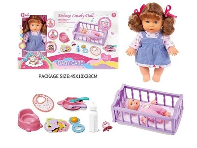 Пупс с аксессуарами и кроваткой 22см WZB667-9 Baby Care