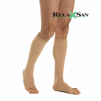 Лечебные компрессионные гольфы Relaxsan Medicale Soft 2 класс 23-32 мм рт. ст. с микрофиброй открытые пальцы бежевые размер 2 (2150)