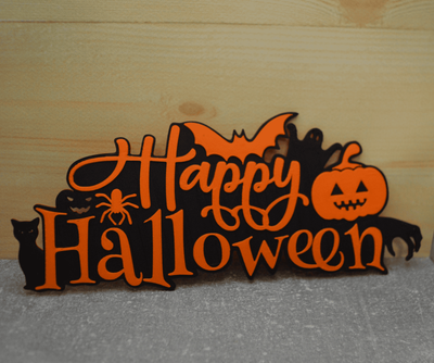 Прикраса до Хеловіну напис Happy Halloween з гарбузом
