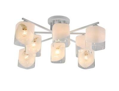 Люстра потолочная Light House SRS-19720/8 Matte White+CR белый + хром, плафон прозрачный + белый