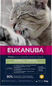 Сухий корм для котів Eukanuba Adult Hairball Control курка 10 кг (8710255185286)