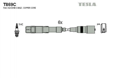 Провода высоковольтные TESLA T869C Audi A8, 80, A4, 100, A6 078905401, 078905531A, 078905532A