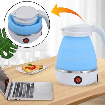 Электрочайник складной силиконовый ELECTRIC KETTLE 7107 голубой 600мл/800Вт/220V