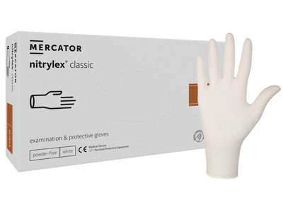 Нитриловые перчатки Mercator Nitrylex Classic S белые 50 пар