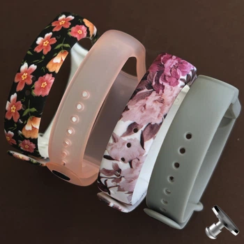 Комплект силіконових ремінців Autumn Flowers Set для фітнес браслета Xiaomi Mi Band 3/4 з металевою кнопкою (чотири ремінці) (mrk3382)
