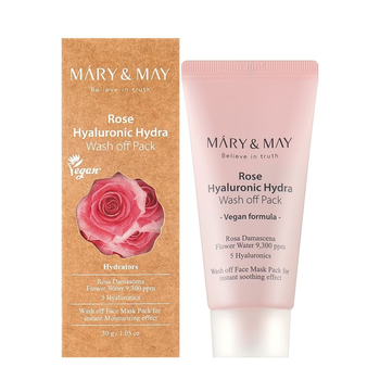 Глиняная маска для глубокого увлажнения MARY&MAY Rose Hyaluronic Hydra Wash off Pack, 30 мл