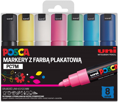 Zestaw markerów wielokolorowych Uni Posca PC-7M 8 szt (5906340928446)