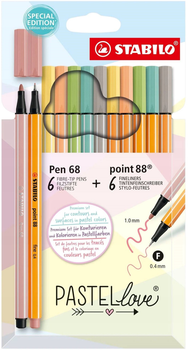 Набір кольорових файлайнерів Stabilo Point 88 Pen 68 Pastel Love 12 шт (4006381594769)