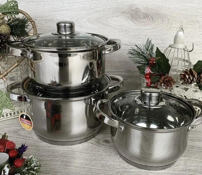 Набор кухонной посуды из нержавеющей стали Edenberg EB-3733 (6 предметов)