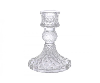 Свічник скляний прозорий Crystal (для тонкої свічки), D9.5*10см