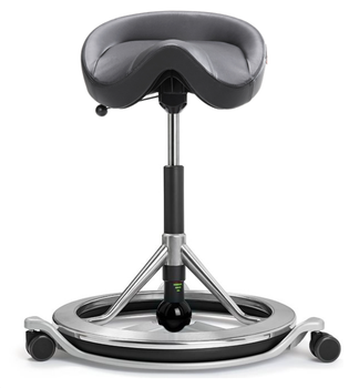 Стул седло для активного сидения Backapp Smart Leather, Alu, Black ball, Wheels Silver Grey