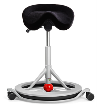 Стул седло для активного сидения Backapp Smart Alcantara, Silver Grey, Red ball, Wheels Silver Grey
