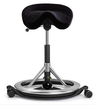 Стул седло для активного сидения Backapp Smart Alcantara, Alu, Black ball, Wheels Black Grey