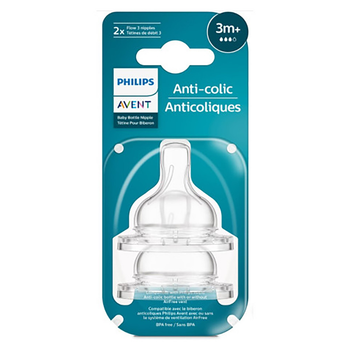 Силіконова соска середній потік 3m+ Philips Avent Anti-colic 2 шт (8710103996774)