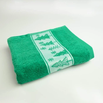 Полотенце махровое Новогоднее Merry Christmas Ёлки GM Textile 40х70см 500г/м2 (Зелёный)