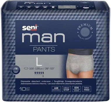 Подгузники трусы для мужчин Seni MAN PANTS large 100-135 см 10 шт 5 кап.