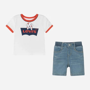 Детский летний комплект (футболка + шорты) для мальчика Levi's 925876629 80 см Белый (1159815123)