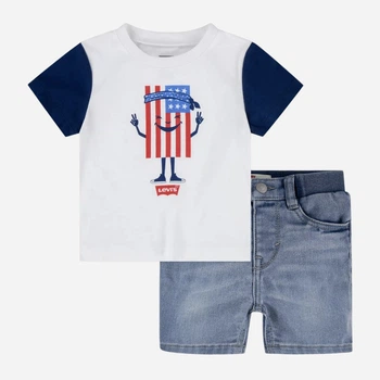 Детский летний комплект (футболка+шорты) для мальчика Levi's 645722082 80 см Синий/Белый (1159815642)
