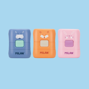 Zestaw gumek do ścierania Milan Eraser&Brush Compact Funny Animals 16 szt (8411574095644)