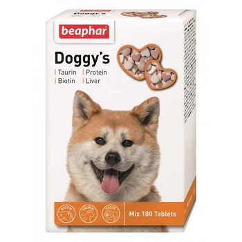 Вітамінізовані ласощі з таурином і біотином, печінкою та протеїном Beaphar Doggy's Mix, 180 таб (*)
