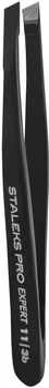 Пинцет для бровей Staleks Pro Expert 11 Type 3b Широкие скошенные кромки Черный (TE-11/3b)