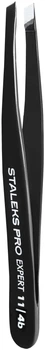 Пинцет для бровей Staleks Pro Expert 11 Type 4b Узкие скошенные кромки Черный (TE-11/4b)