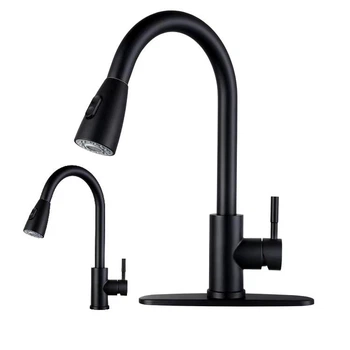 Смеситель-кран для кухни Kraft KF557 с выдвижной лейкой Black