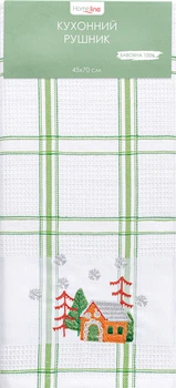Полотенце вафельное Home Line кухонное 45x70 см вышивка Лес (180064 HL)